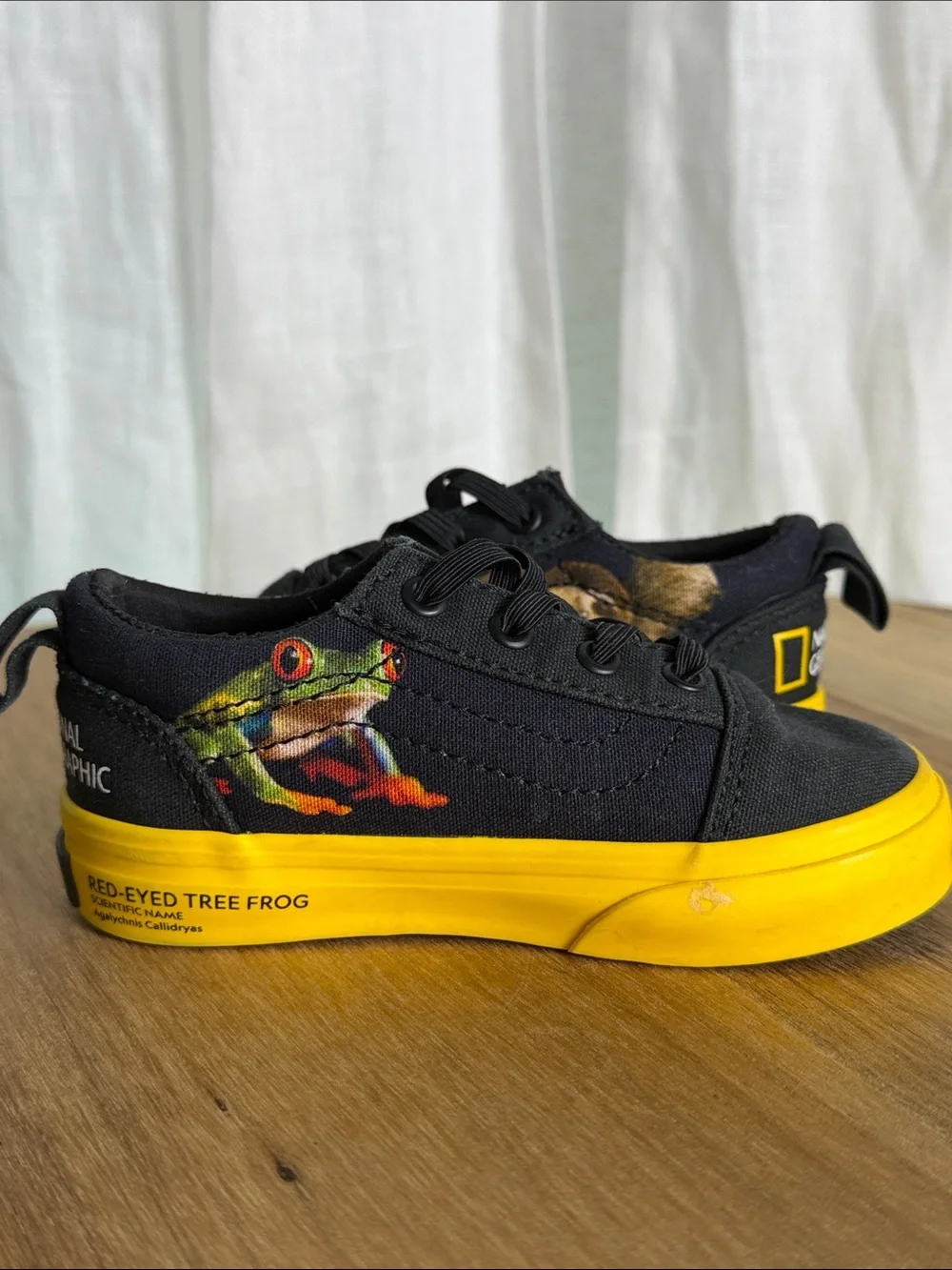 Vans National Geographic Kids Black and Yellow Wildlife Canvas Sneakers